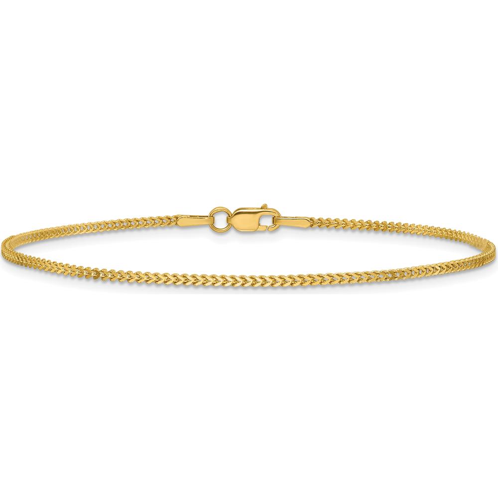 14K Yellow Gold 8" Franco Chain Bracelet - 1mm Width with Lobster Clasp by Oro Pregiato