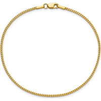 14K Yellow Gold 8" Franco Chain Bracelet - 1mm Width with Lobster Clasp by Oro Pregiato