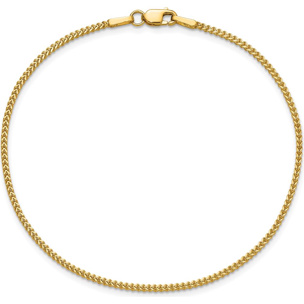 14K Yellow Gold 8" Franco Chain Bracelet - 1mm Width with Lobster Clasp by Oro Pregiato