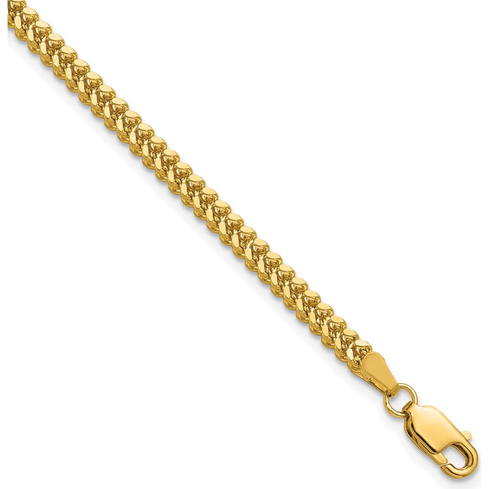 14K Yellow Gold 8" Franco Chain Bracelet - 2.3mm Width by Oro Pregiato