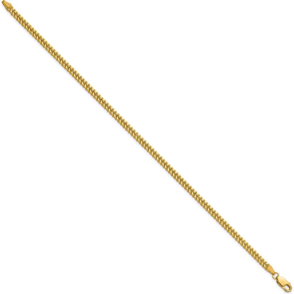 14K Yellow Gold 8" Franco Chain Bracelet - 2.3mm Width by Oro Pregiato