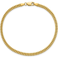 14K Yellow Gold 8" Franco Chain Bracelet - 2.3mm Width by Oro Pregiato