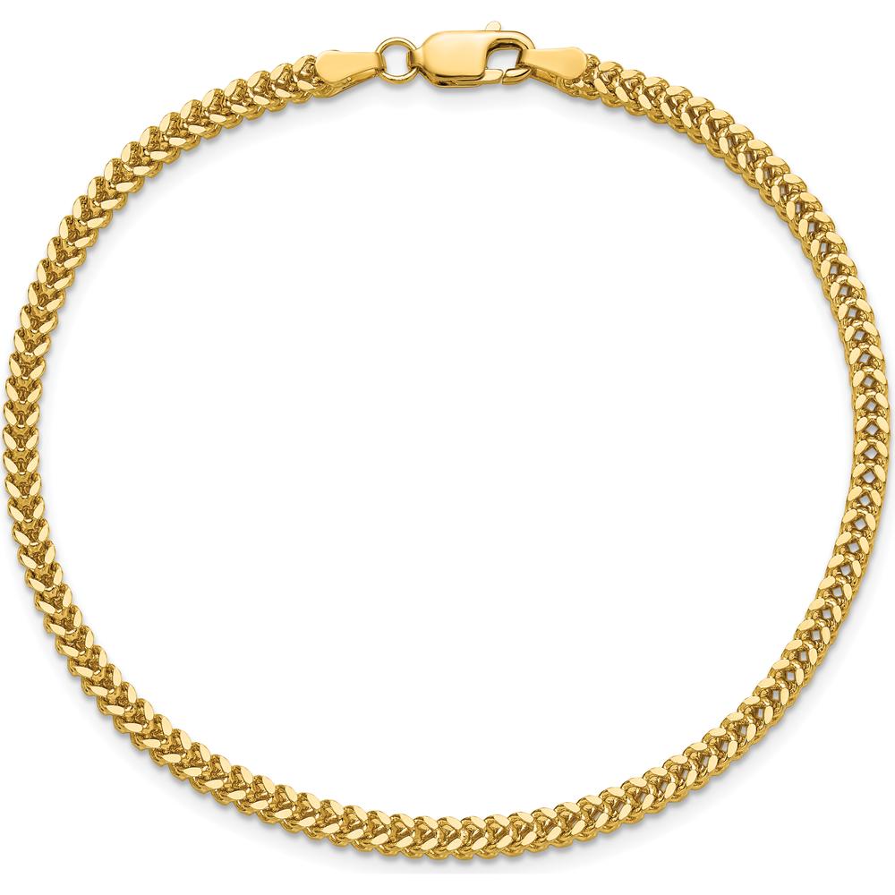 14K Yellow Gold 8" Franco Chain Bracelet - 2.3mm Width by Oro Pregiato