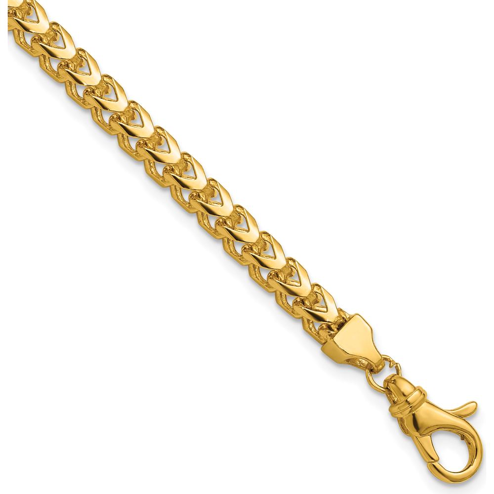 14K Yellow Gold 8" Franco Chain Bracelet with Fancy Lobster Clasp - 3.7mm Width by Oro Pregiato