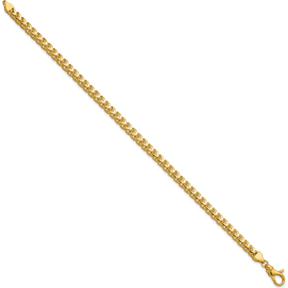 14K Yellow Gold 8" Franco Chain Bracelet with Fancy Lobster Clasp - 3.7mm Width by Oro Pregiato