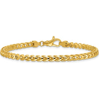 14K Yellow Gold 8" Franco Chain Bracelet with Fancy Lobster Clasp - 3.7mm Width by Oro Pregiato