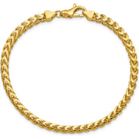 14K Yellow Gold 8" Franco Chain Bracelet with Fancy Lobster Clasp - 3.7mm Width by Oro Pregiato