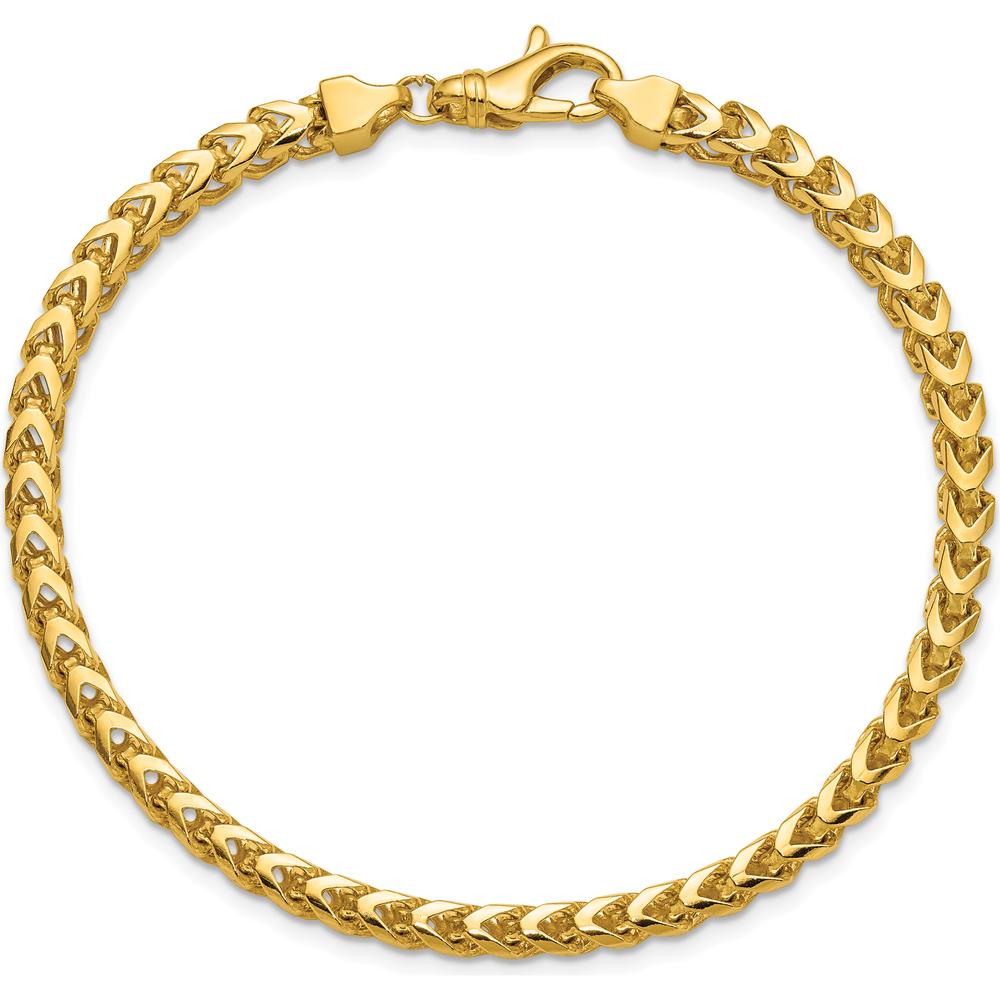 14K Yellow Gold 8" Franco Chain Bracelet with Fancy Lobster Clasp - 3.7mm Width by Oro Pregiato