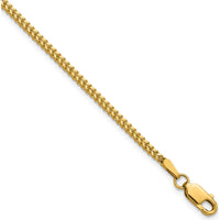 14K Yellow Gold 8" Franco Chain Bracelet with Lobster Clasp - 1.4mm Wide by Oro Pregiato