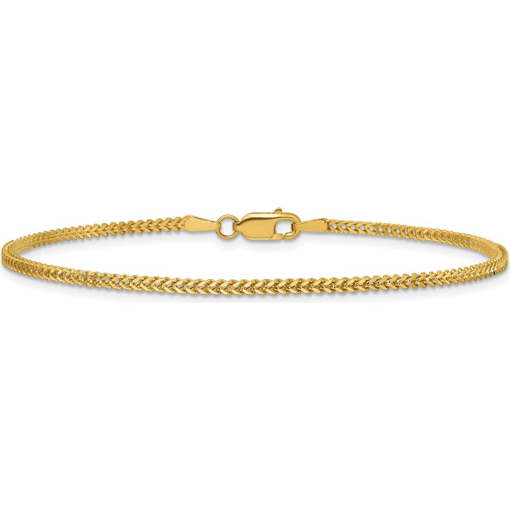 14K Yellow Gold 8" Franco Chain Bracelet with Lobster Clasp - 1.4mm Wide by Oro Pregiato