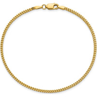 14K Yellow Gold 8" Franco Chain Bracelet with Lobster Clasp - 1.4mm Wide by Oro Pregiato