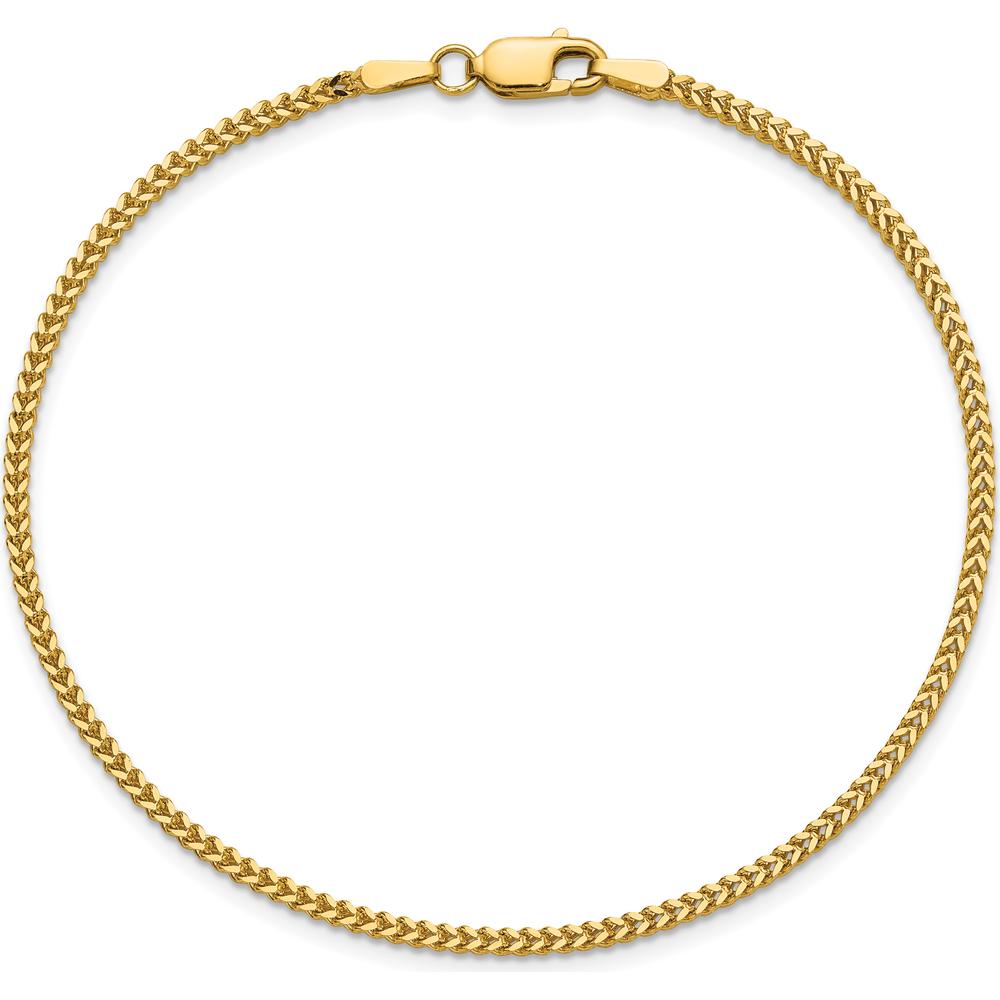 14K Yellow Gold 8" Franco Chain Bracelet with Lobster Clasp - 1.4mm Wide by Oro Pregiato