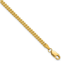 14K Yellow Gold 8" Franco Chain Bracelet with Lobster Clasp - 2mm Width by Oro Pregiato