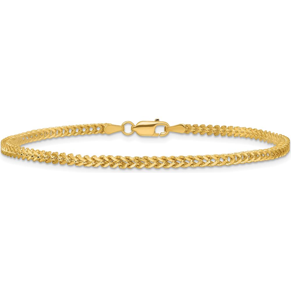 14K Yellow Gold 8" Franco Chain Bracelet with Lobster Clasp - 2mm Width by Oro Pregiato
