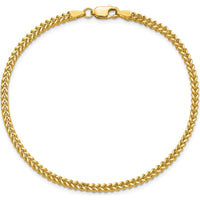 14K Yellow Gold 8" Franco Chain Bracelet with Lobster Clasp - 2mm Width by Oro Pregiato