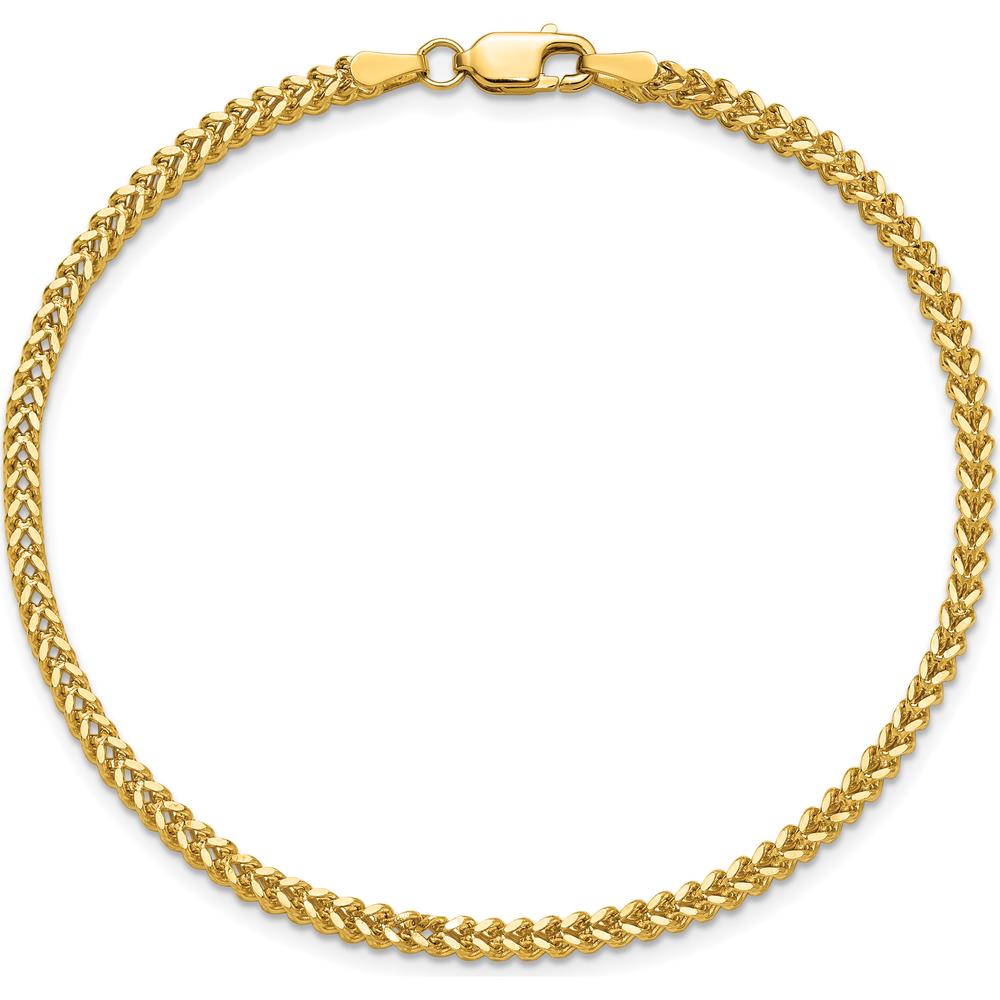 14K Yellow Gold 8" Franco Chain Bracelet with Lobster Clasp - 2mm Width by Oro Pregiato