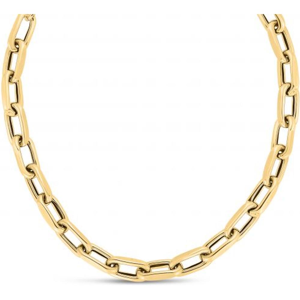 14K Yellow Gold 8" French Cable Chain Bracelet with Polished Fancy Links - 9mm Width by Orozza Fine Jewelry