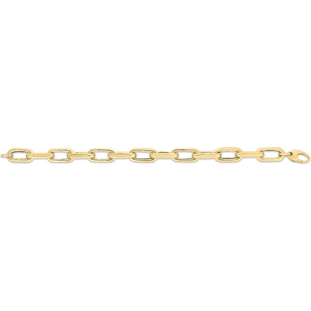 14K Yellow Gold 8" French Cable Chain Bracelet with Polished Fancy Links - 9mm Width by Orozza Fine Jewelry