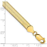 14K Yellow Gold 8" Herringbone Bracelet with Polished Finish - 6.5mm Width by 0