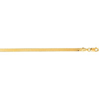 14K Yellow Gold 8" Imperial Herringbone Chain Bracelet - Polished Finish by Orozza Fine Jewelry