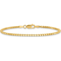 14K Yellow Gold 8-Inch Box Chain Bracelet - Polished 1.9mm Width with Lobster Clasp by Oro Pregiato