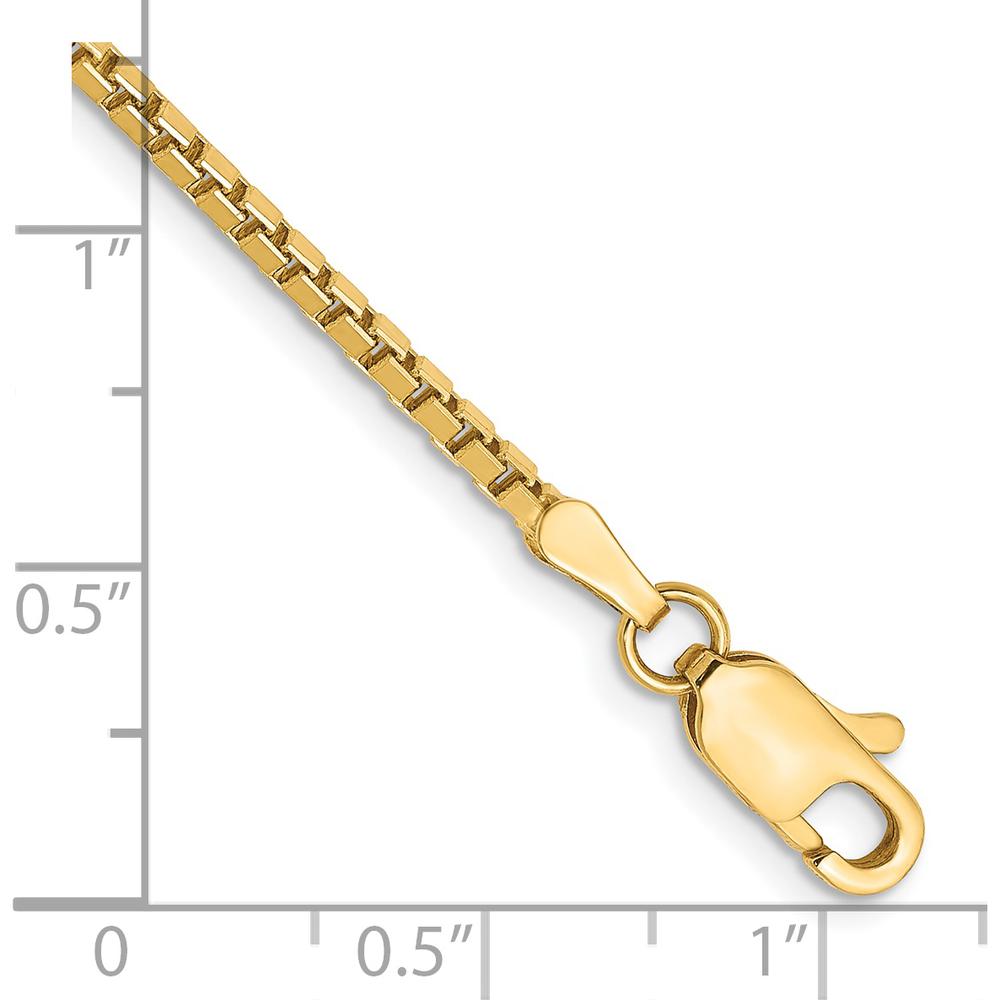 14K Yellow Gold 8-Inch Box Chain Bracelet - Polished 1.9mm Width with Lobster Clasp by Oro Pregiato