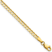 14K Yellow Gold 8-inch Open Concave Curb Bracelet with Lobster Clasp by Oro Pregiato