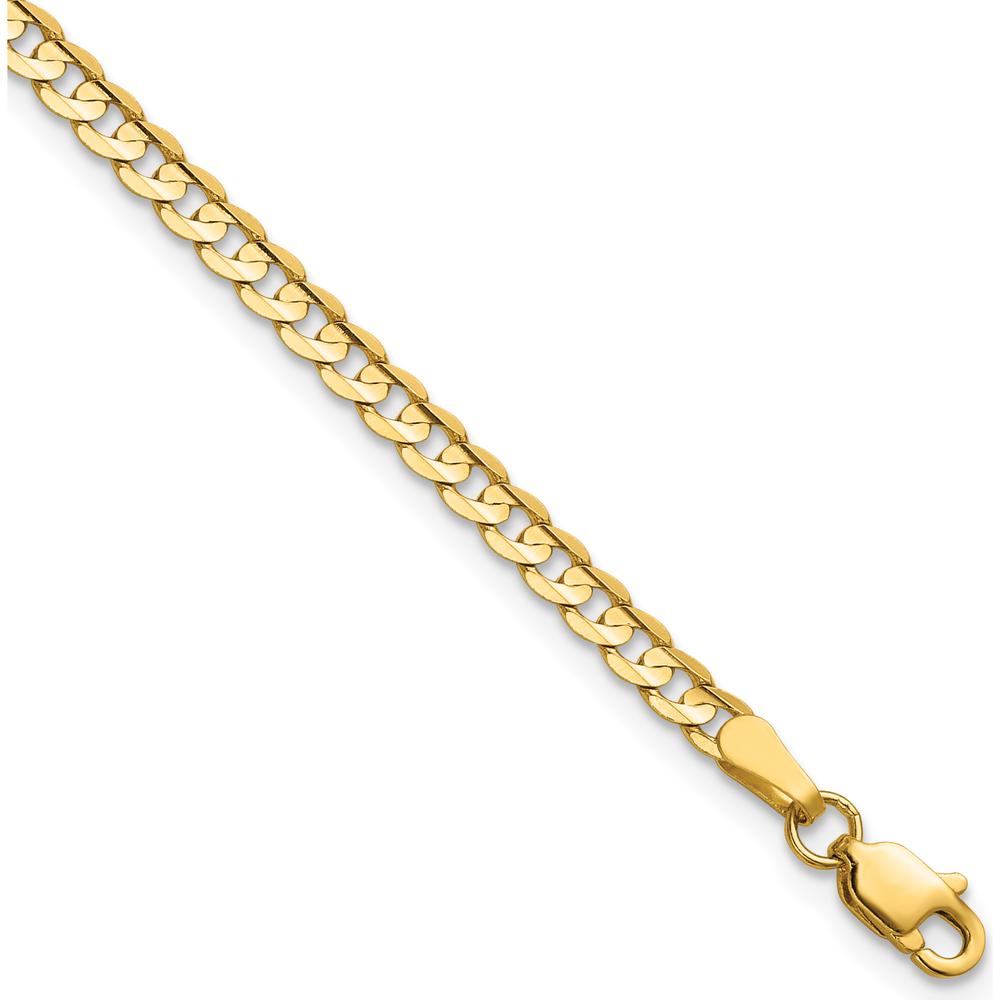 14K Yellow Gold 8-inch Open Concave Curb Bracelet with Lobster Clasp by Oro Pregiato