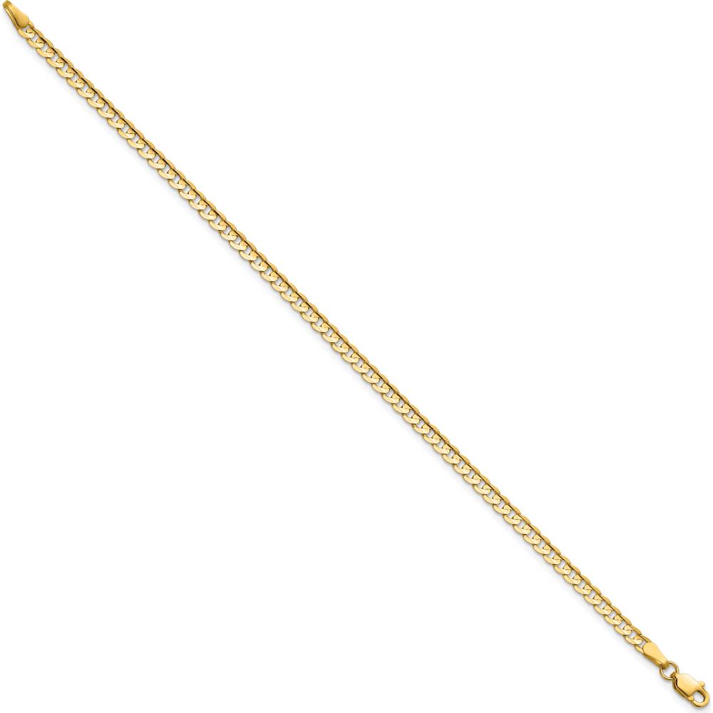 14K Yellow Gold 8-inch Open Concave Curb Bracelet with Lobster Clasp by Oro Pregiato