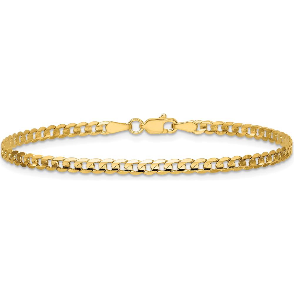 14K Yellow Gold 8-inch Open Concave Curb Bracelet with Lobster Clasp by Oro Pregiato
