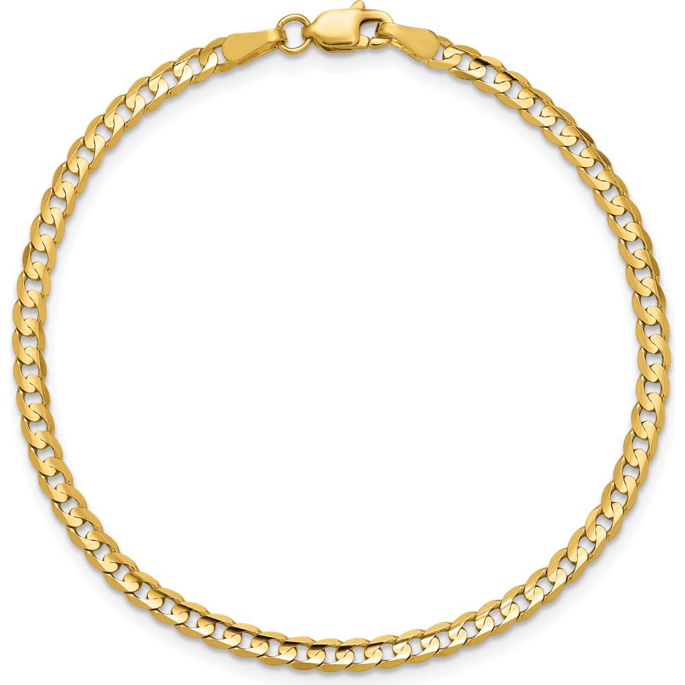 14K Yellow Gold 8-inch Open Concave Curb Bracelet with Lobster Clasp by Oro Pregiato