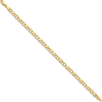 14K Yellow Gold 8-inch Solid Double Link Charm Bracelet with Heart Charms by Oro Pregiato