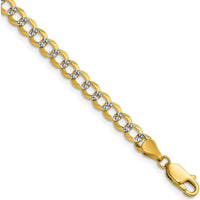 14K Yellow Gold 8" Lightweight Pavé Flat Cuban Chain Bracelet by Oro Pregiato