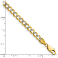 14K Yellow Gold 8" Lightweight Pavé Flat Cuban Chain Bracelet by Oro Pregiato