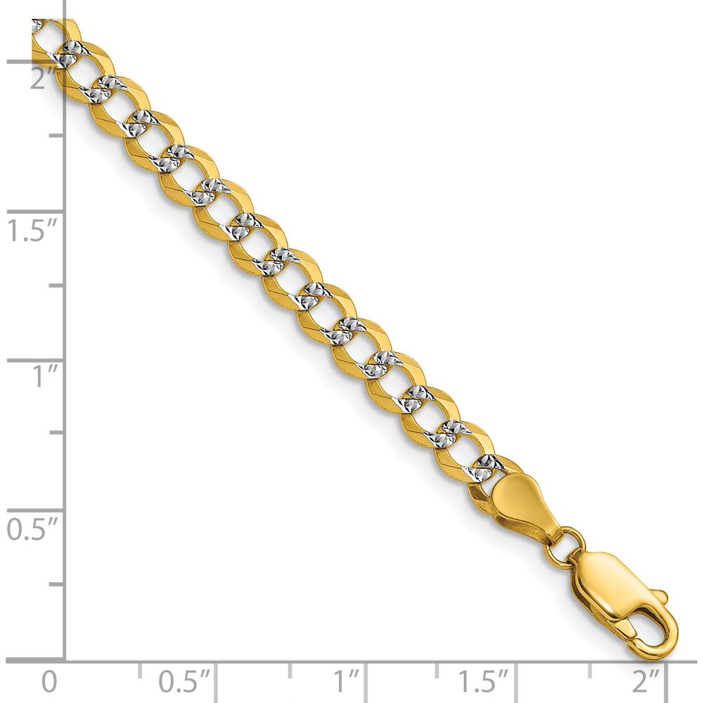 14K Yellow Gold 8" Lightweight Pavé Flat Cuban Chain Bracelet by Oro Pregiato