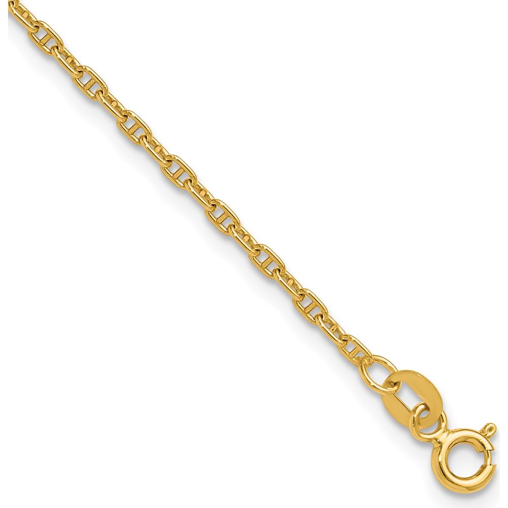 14K Yellow Gold 8" Mariners Link Chain Bracelet - 1.8mm Width by Oro Pregiato