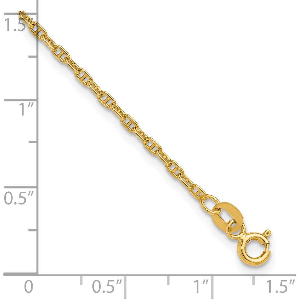 14K Yellow Gold 8" Mariners Link Chain Bracelet - 1.8mm Width by Oro Pregiato
