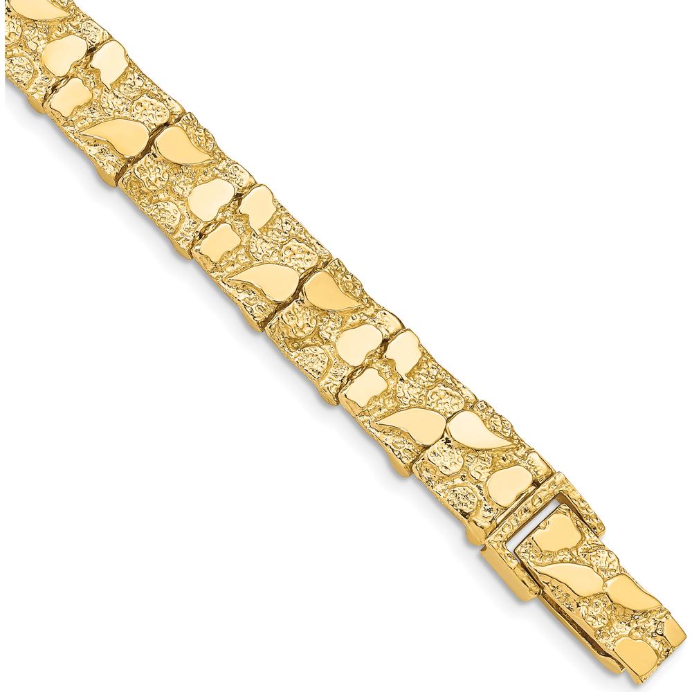 14K Yellow Gold 8" Nugget Bracelet with Polished and Textured Design by Oro Pregiato