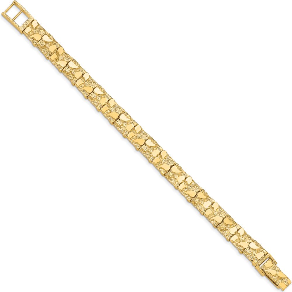 14K Yellow Gold 8" Nugget Bracelet with Polished and Textured Design by Oro Pregiato