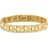 14K Yellow Gold 8" Nugget Bracelet with Polished and Textured Design by Oro Pregiato