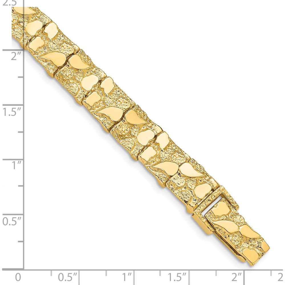 14K Yellow Gold 8" Nugget Bracelet with Polished and Textured Design by Oro Pregiato