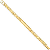 14K Yellow Gold 8" Nugget Plate Chain Bracelet - Solid Polished 7mm Width by Oro Pregiato