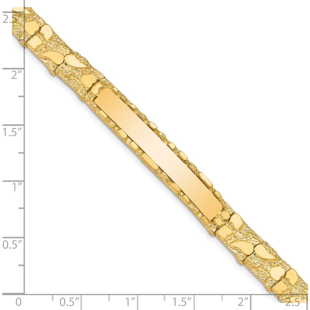 14K Yellow Gold 8" Nugget Plate Chain Bracelet - Solid Polished 7mm Width by Oro Pregiato