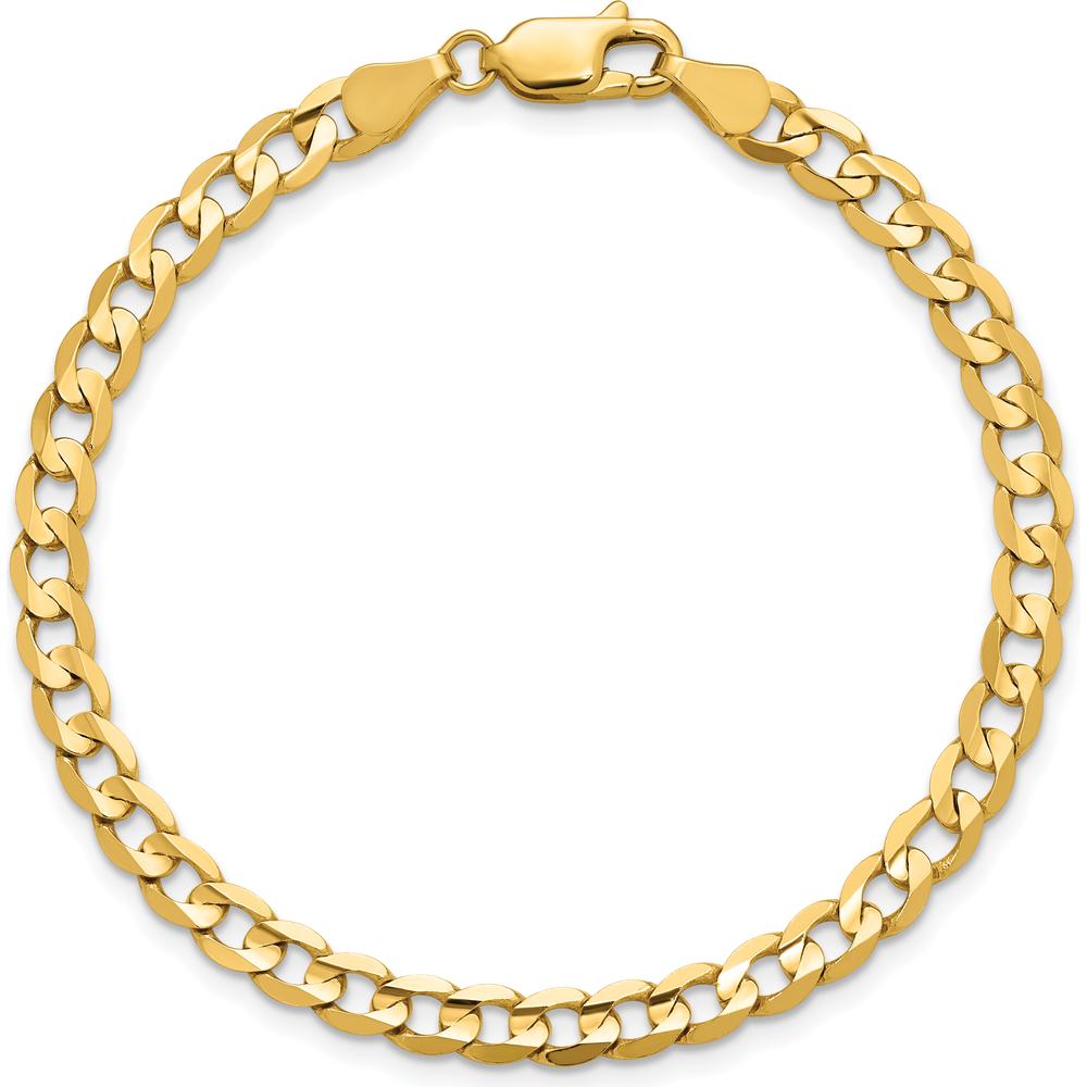14K Yellow Gold 8" Open Concave Curb Bracelet with Lobster Clasp - 4.5mm Width by Oro Pregiato