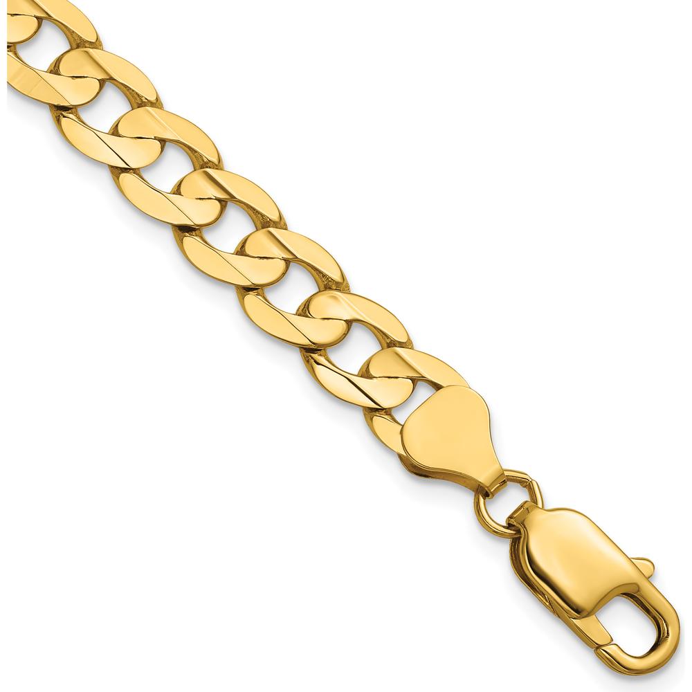 14K Yellow Gold 8" Open Concave Curb Bracelet with Lobster Clasp by Oro Pregiato