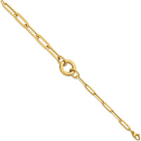 14K Yellow Gold 8" Paperclip Link Bracelet with Polished and Brushed Circle Accent by 0