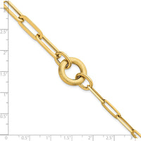 14K Yellow Gold 8" Paperclip Link Bracelet with Polished and Brushed Circle Accent by 0
