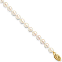 14K Yellow Gold 8" Pearl Bracelet with Round Akoya Cultured Pearls - 5-6mm Size Range by Monteluci Fine Jewelry