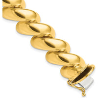 14K Yellow Gold 8" San Marco Bracelet with Polished 14mm Links - Elegant Luxury Design by 0