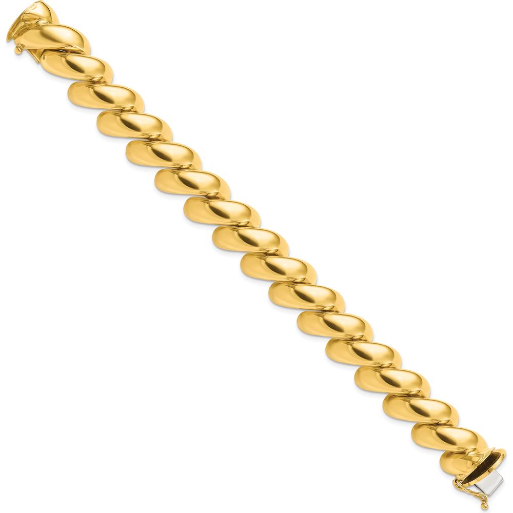14K Yellow Gold 8" San Marco Bracelet with Polished 14mm Links - Elegant Luxury Design by 0